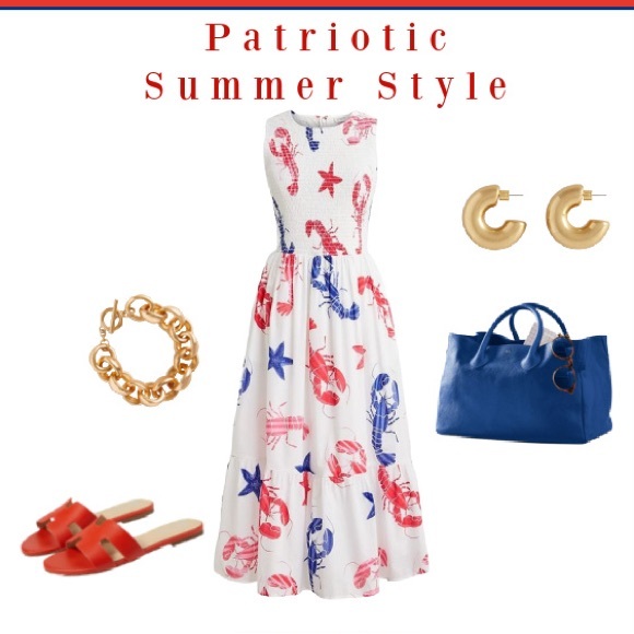 J.Crew Women’s XL Lobster Print Smocked Tiered Sleeveless Coastal Vacation Dress - Picture 4 of 11